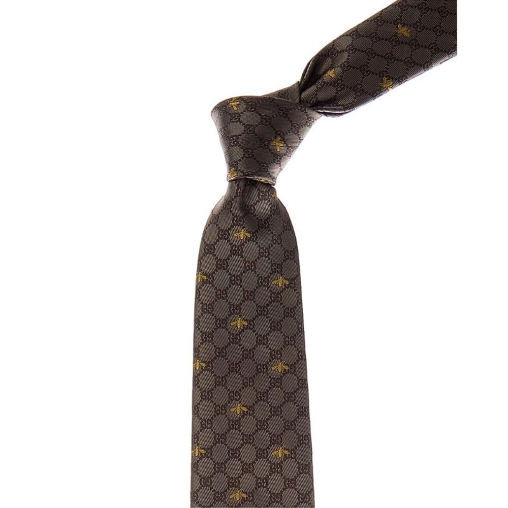 Gucci Beige Gg Silk Tie, Beige